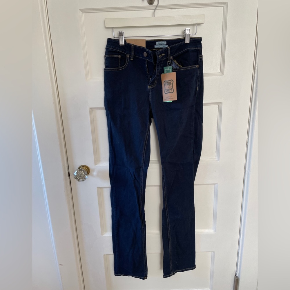 LL Bean True Shape Tencel Jeans, Mid-Rise Straight-Leg Regular (Size 2 M/T, New)